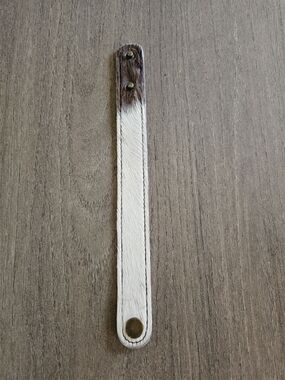 Handcrafted Hair-On Leather Strap Bracelet in White and Brown-NWOT